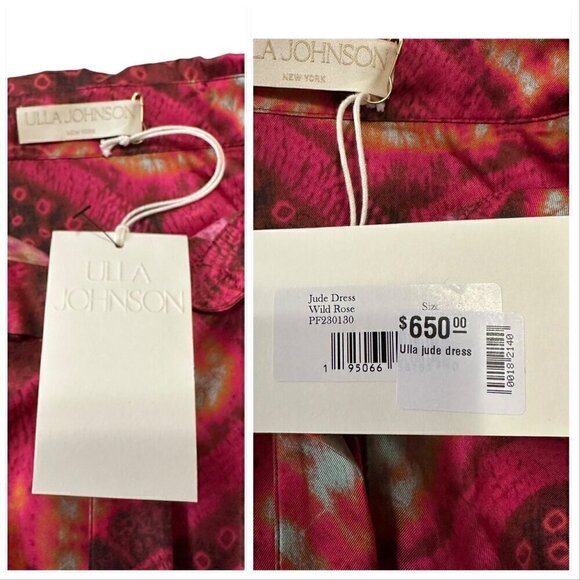 Ulla Johnson Jude silk dress, Size 6, Wild Rose, NWT - Picture 4 of 16